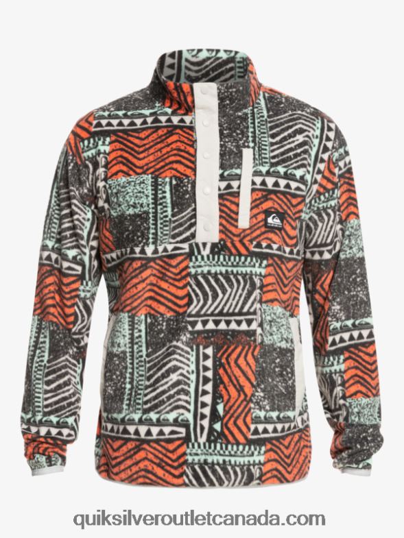 CA Quiksilver Men No Destination Snap Fleece Pullover fresh salmon blown out TX4R21041
