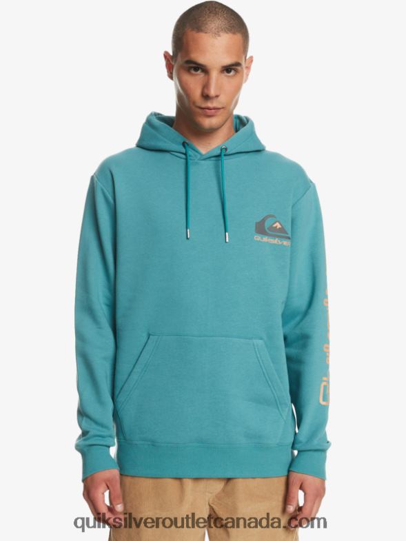 CA Quiksilver Men Omni Logo Hood Fleece Top Pullover brittany blue TX4R21030