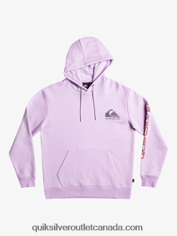 CA Quiksilver Men Omni Logo Hood Fleece Top Pullover pastel lilac TX4R21031