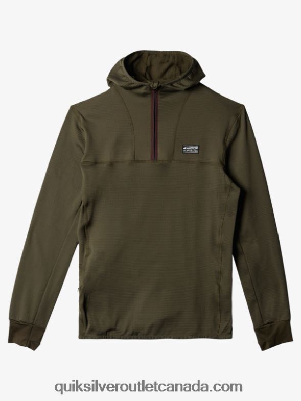CA Quiksilver Men Steep Point Quarter-Zip Fleece Hoodie grape leaf TX4R21874