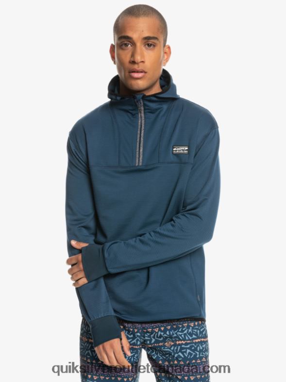 CA Quiksilver Men Steep Point Quarter-Zip Fleece Hoodie insignia blue TX4R21873