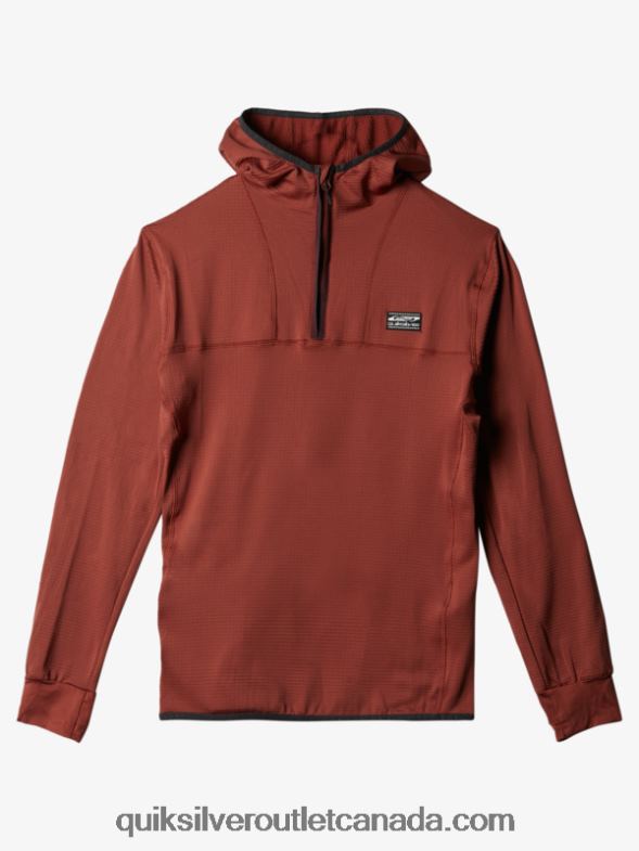 CA Quiksilver Men Steep Point Quarter-Zip Fleece Hoodie mahogany TX4R21875