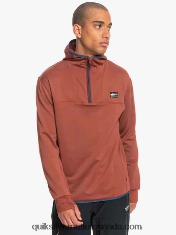 CA Quiksilver Men Steep Point Quarter-Zip Fleece Hoodie mahogany TX4R21875