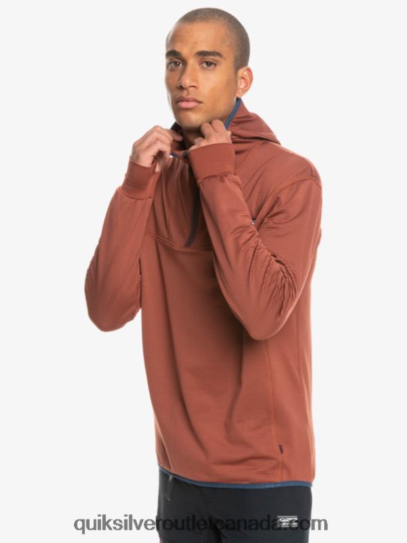 CA Quiksilver Men Steep Point Quarter-Zip Fleece Hoodie mahogany TX4R21875