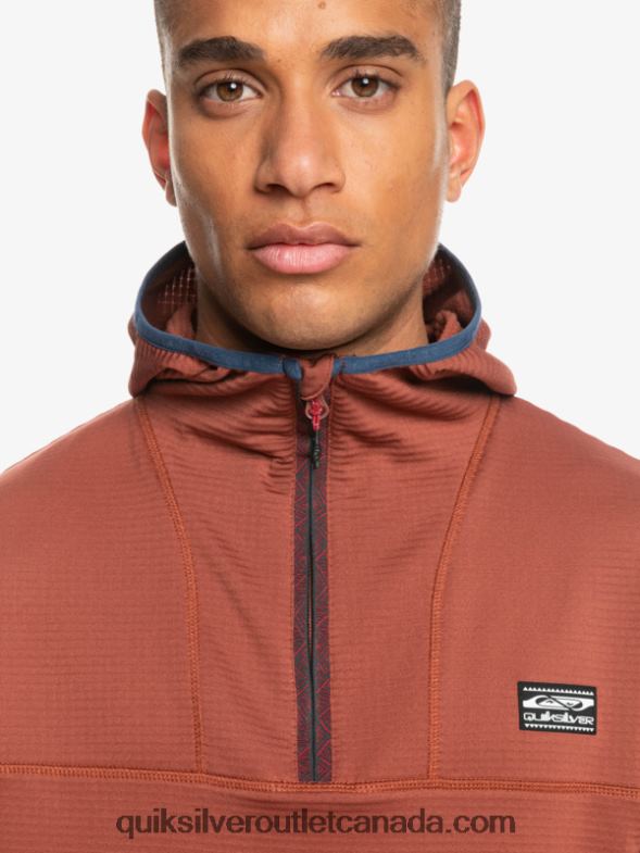 CA Quiksilver Men Steep Point Quarter-Zip Fleece Hoodie mahogany TX4R21875
