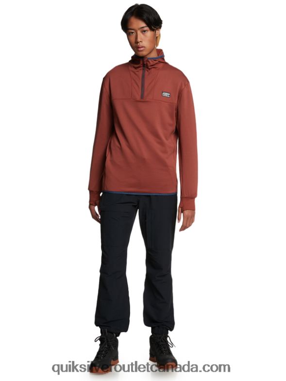 CA Quiksilver Men Steep Point Quarter-Zip Fleece Hoodie mahogany TX4R21875