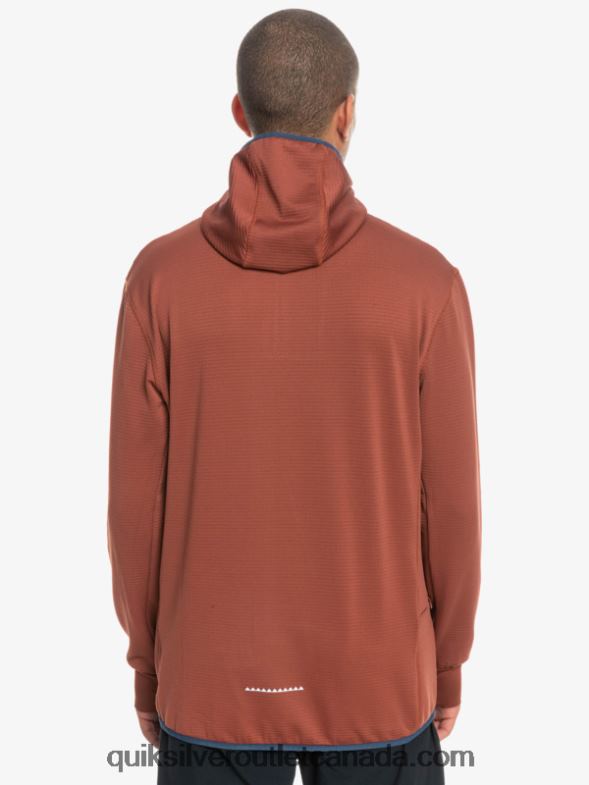 CA Quiksilver Men Steep Point Quarter-Zip Fleece Hoodie mahogany TX4R21875