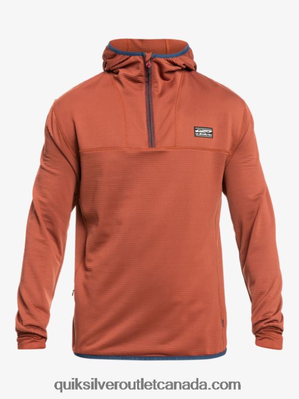 CA Quiksilver Men Steep Point Quarter-Zip Fleece Hoodie mahogany TX4R21875