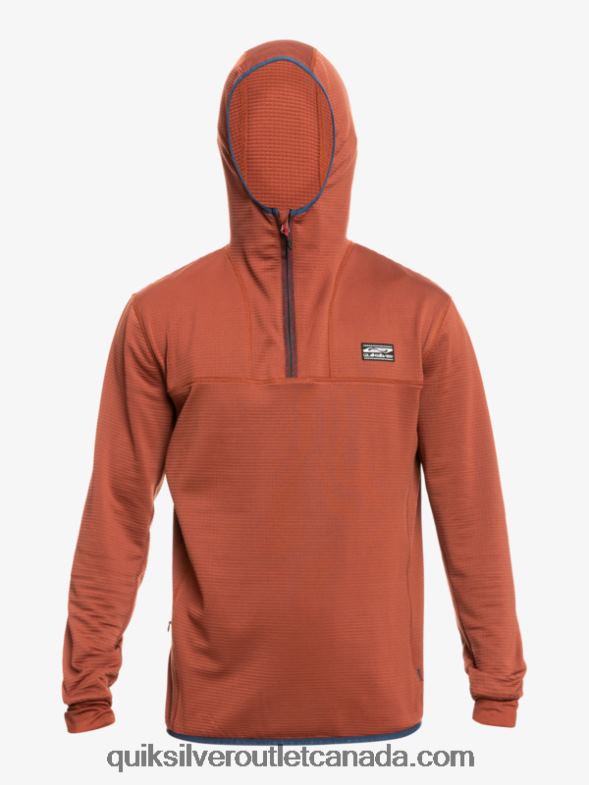 CA Quiksilver Men Steep Point Quarter-Zip Fleece Hoodie mahogany TX4R21875