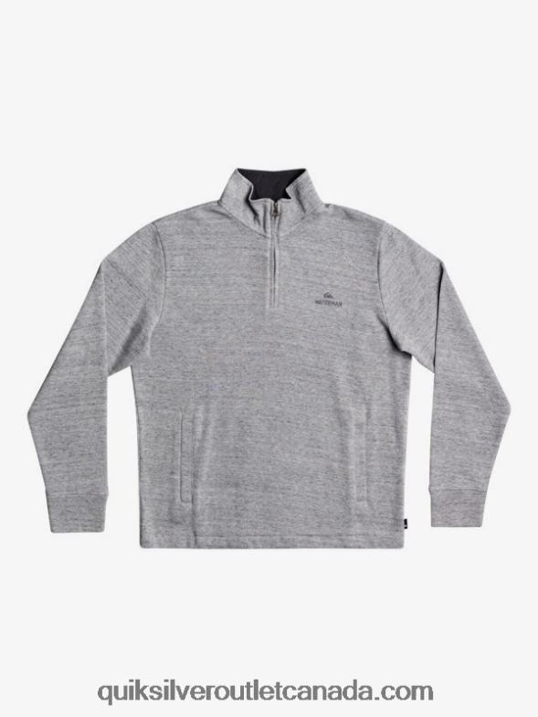 CA Quiksilver Men Waterman Pointsurf Zip Mock Neck Sweatshirt light grey heather TX4R21800