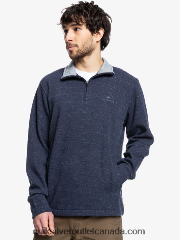 CA Quiksilver Men Waterman Pointsurf Zip Mock Neck Sweatshirt navy blazer heather TX4R21801