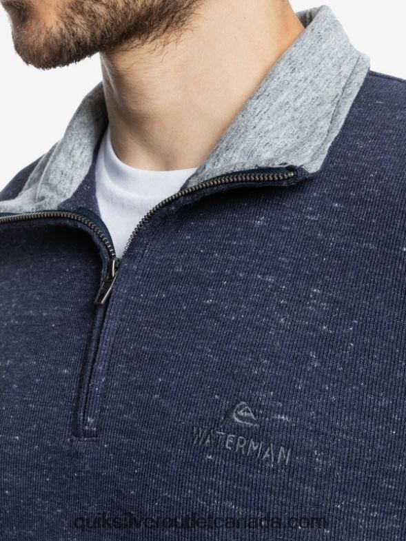 CA Quiksilver Men Waterman Pointsurf Zip Mock Neck Sweatshirt navy blazer heather TX4R21801