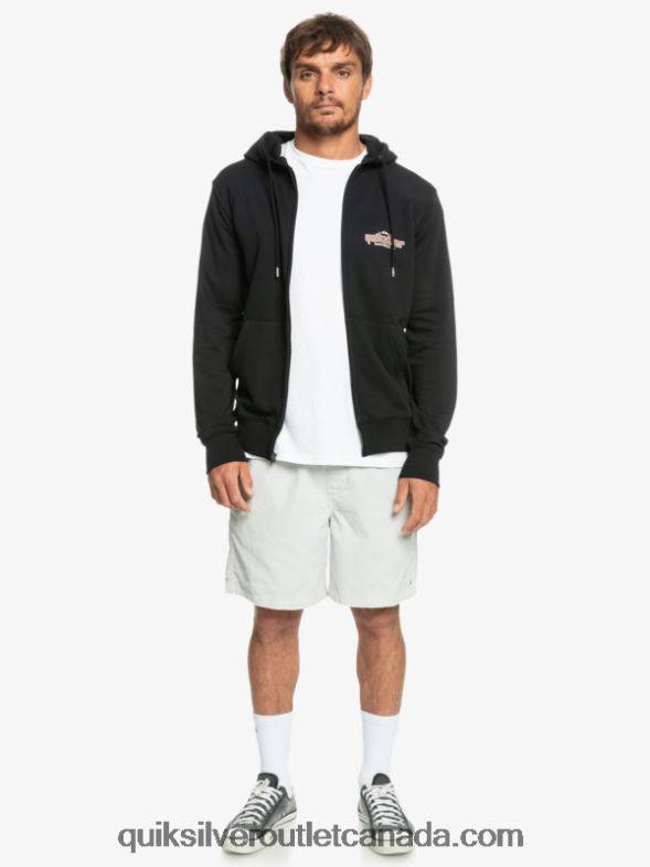 CA Quiksilver Men Words Zip-Up Hoodie black TX4R21149
