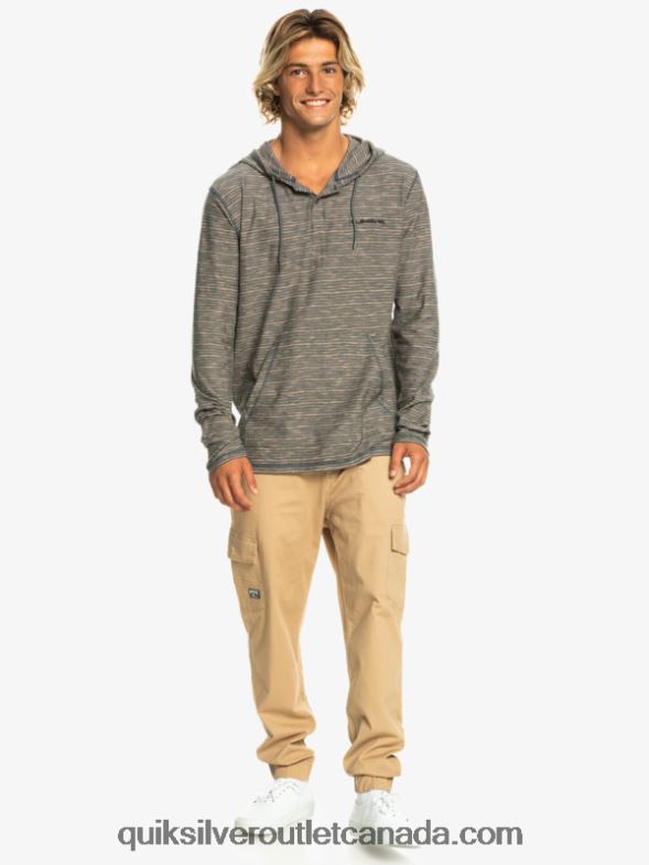 CA Quiksilver Men Kentin Long Sleeves Hooded T-Shirt dark slate kentin TX4R21353