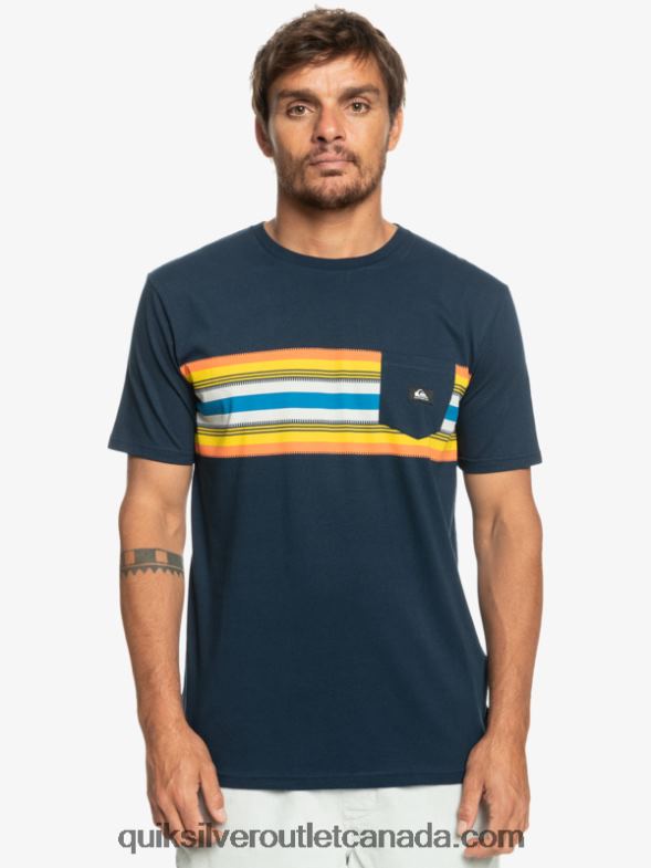 CA Quiksilver Men Surfadelica Stripe Pocket T-Shirt navy blazer TX4R21064