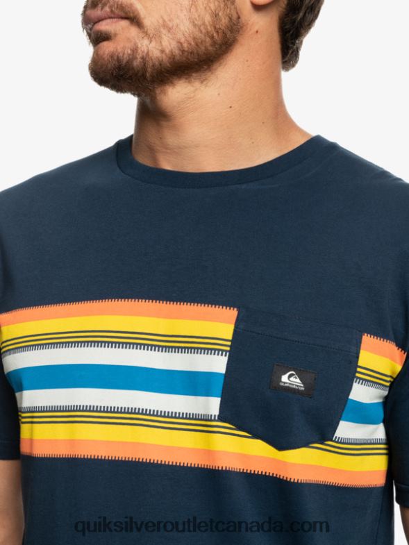 CA Quiksilver Men Surfadelica Stripe Pocket T-Shirt navy blazer TX4R21064
