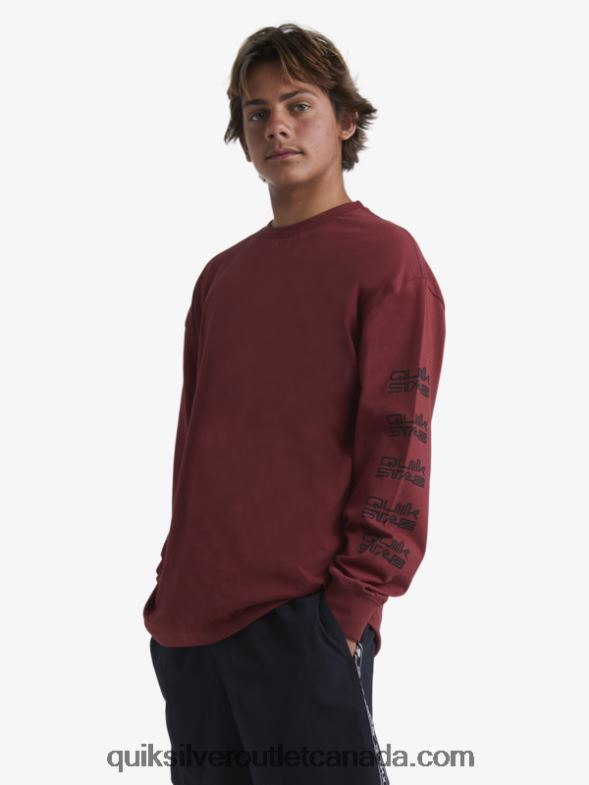 CA Quiksilver x Stab Men Organic Long Sleeve T-Shirt ruby wine TX4R21844