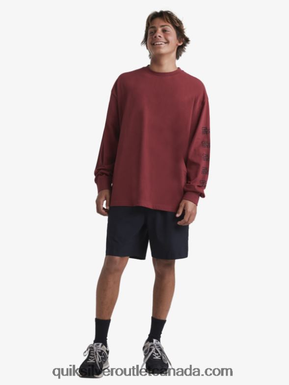 CA Quiksilver x Stab Men Organic Long Sleeve T-Shirt ruby wine TX4R21844