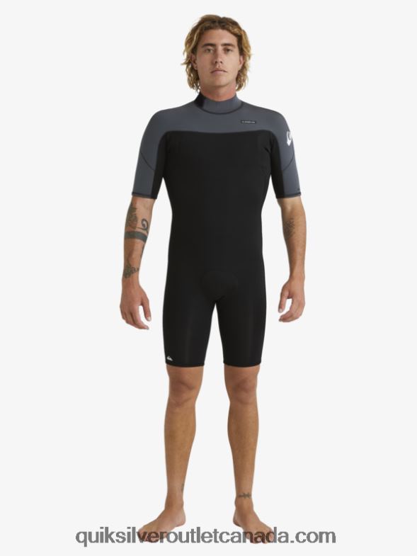 CA Quiksilver Men 2/2mm Everyday Sessions Short Sleeve Back Zip Springsuit black/gun metal TX4R21433