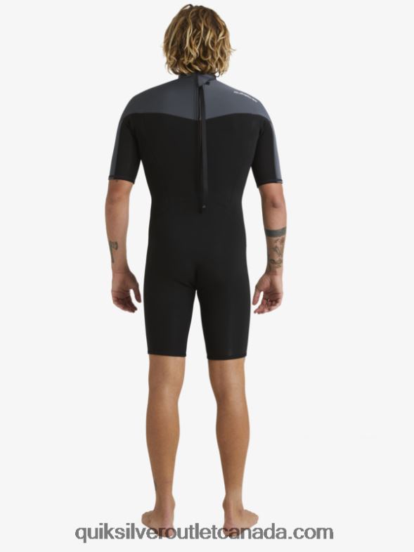 CA Quiksilver Men 2/2mm Everyday Sessions Short Sleeve Back Zip Springsuit black/gun metal TX4R21433