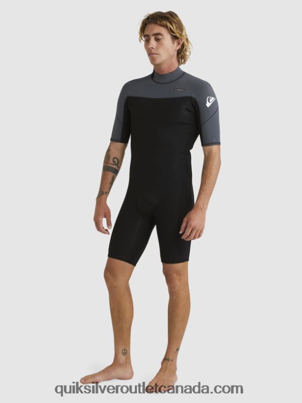 CA Quiksilver Men 2/2mm Everyday Sessions Short Sleeve Back Zip Springsuit black/gun metal TX4R21433