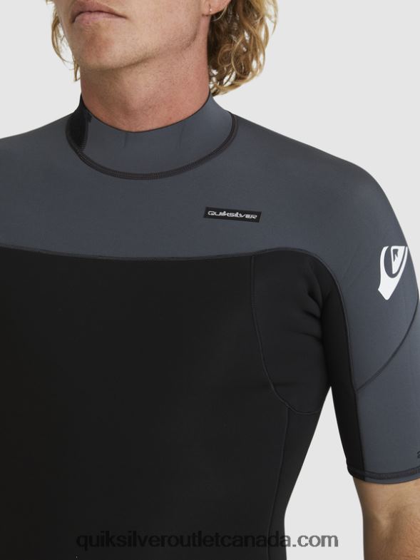 CA Quiksilver Men 2/2mm Everyday Sessions Short Sleeve Back Zip Springsuit black/gun metal TX4R21433