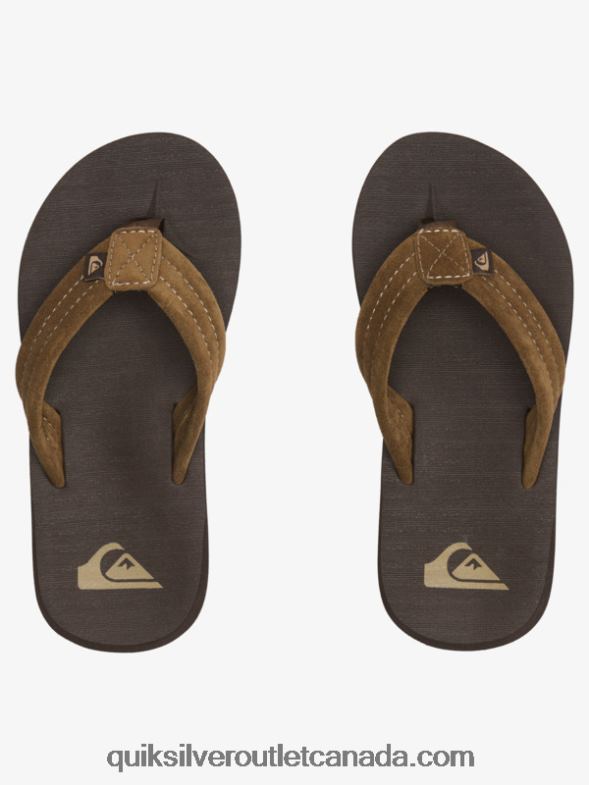 CA Quiksilver Boys 8-16 Carver Suede Core Sandals brown 1 TX4R22093