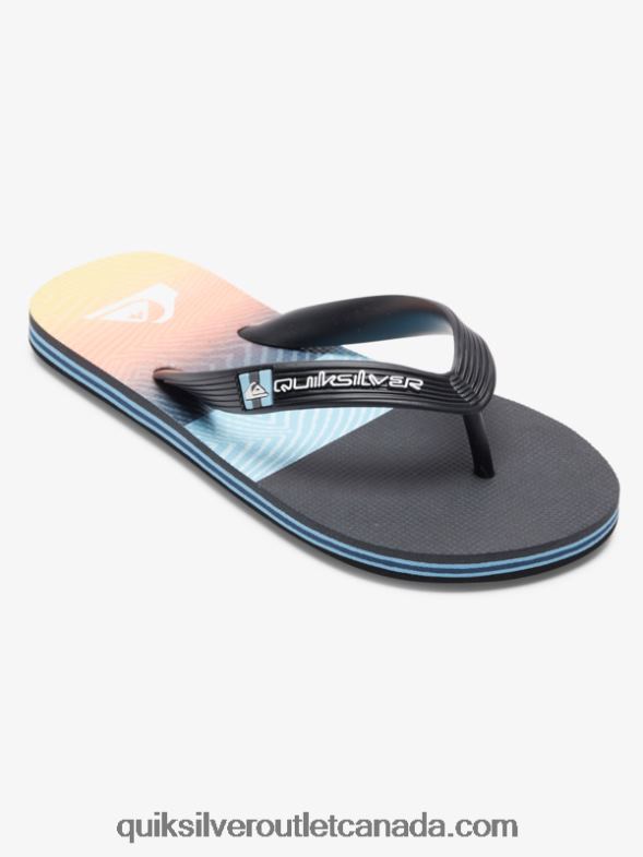 CA Quiksilver Boys 8-16 Molokai Panel Flip-Flops black/orange/grey TX4R22206