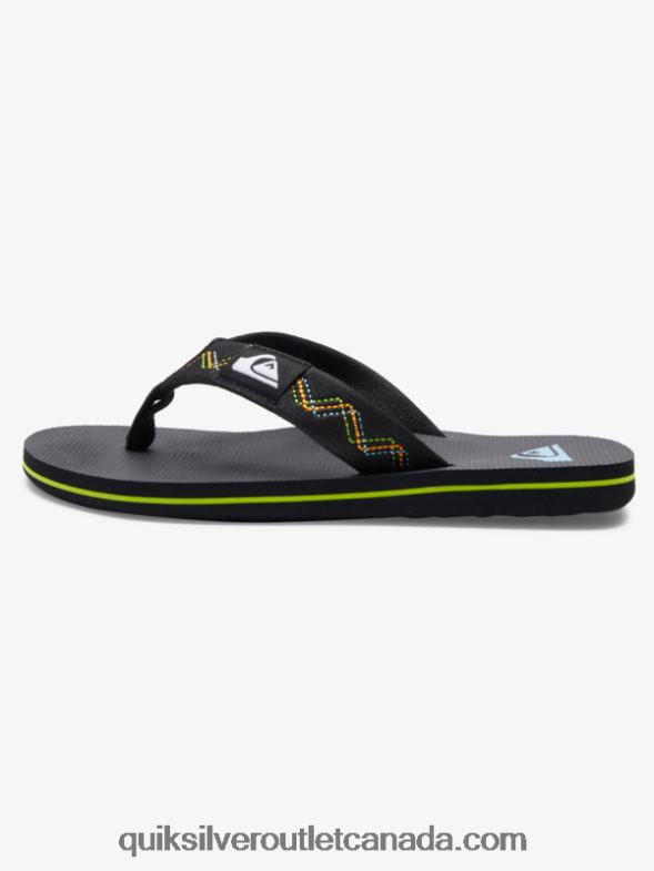 CA Quiksilver Boys 8-16 Molokai Stitchy Sandals black/green TX4R22148