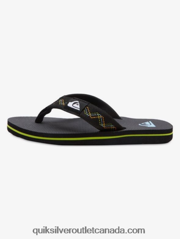 CA Quiksilver Boys 8-16 Molokai Stitchy Sandals black/green TX4R22148