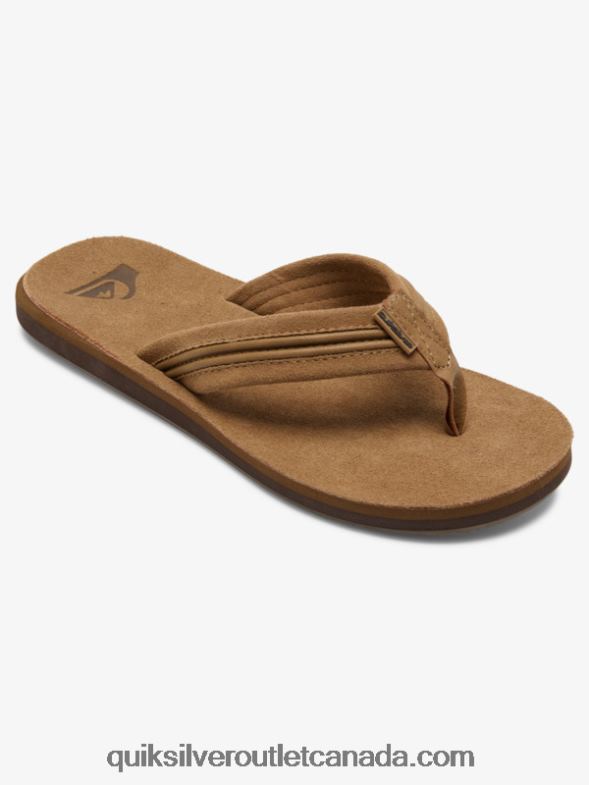 CA Quiksilver Men Carver Leather Sandals tan - solid TX4R21774