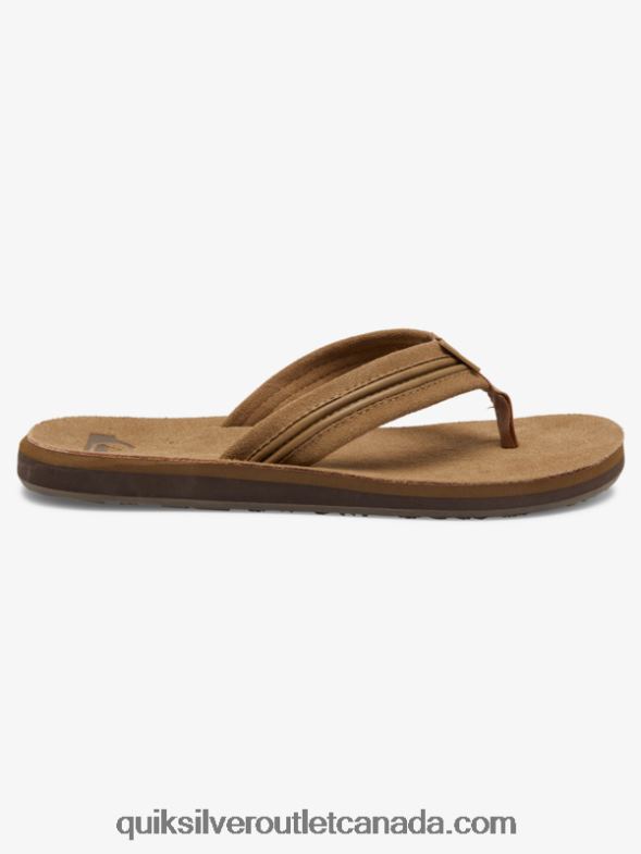 CA Quiksilver Men Carver Leather Sandals tan - solid TX4R21774