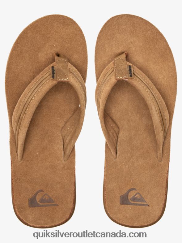 CA Quiksilver Men Carver Leather Sandals tan - solid TX4R21774