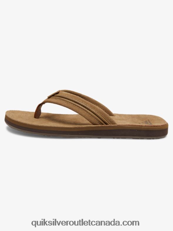 CA Quiksilver Men Carver Leather Sandals tan - solid TX4R21774