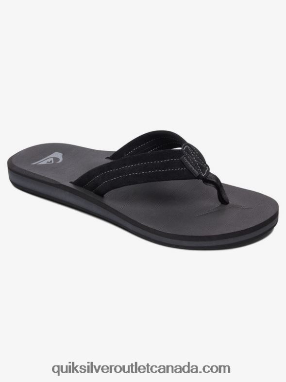 CA Quiksilver Men Carver Suede Leather Sandals solid black TX4R21632