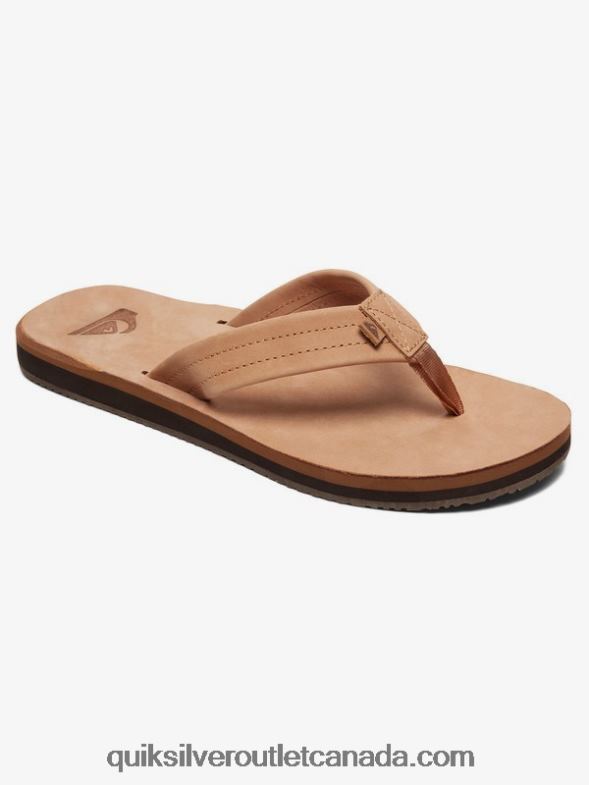 CA Quiksilver Men Erreka Leather Sandals tan - solid TX4R21186