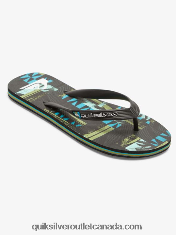 CA Quiksilver Men Gregg Kaplan Molokai Art Flip-Flops black/blue/green TX4R2524
