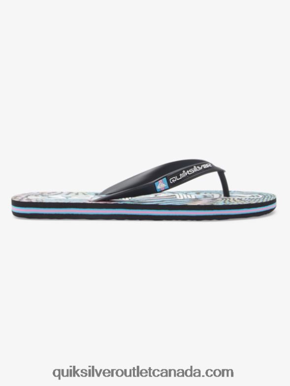 CA Quiksilver Men Molokai Art Flip-Flops black/pink/blue TX4R2514