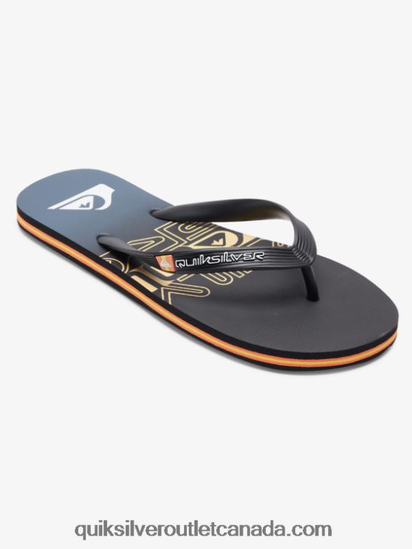 CA Quiksilver Men Molokai Wordblock Flip-Flops black/orange TX4R21136