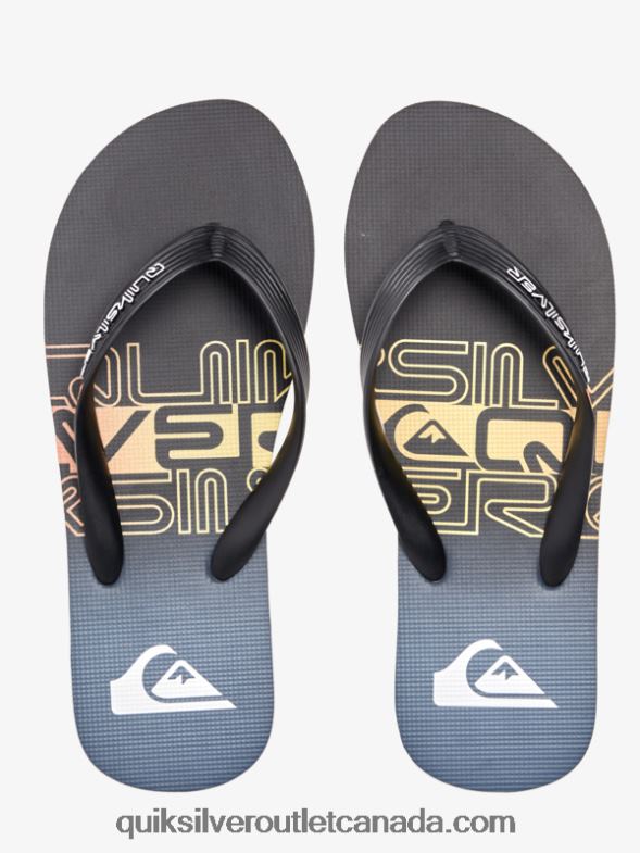 CA Quiksilver Men Molokai Wordblock Flip-Flops black/orange TX4R21136