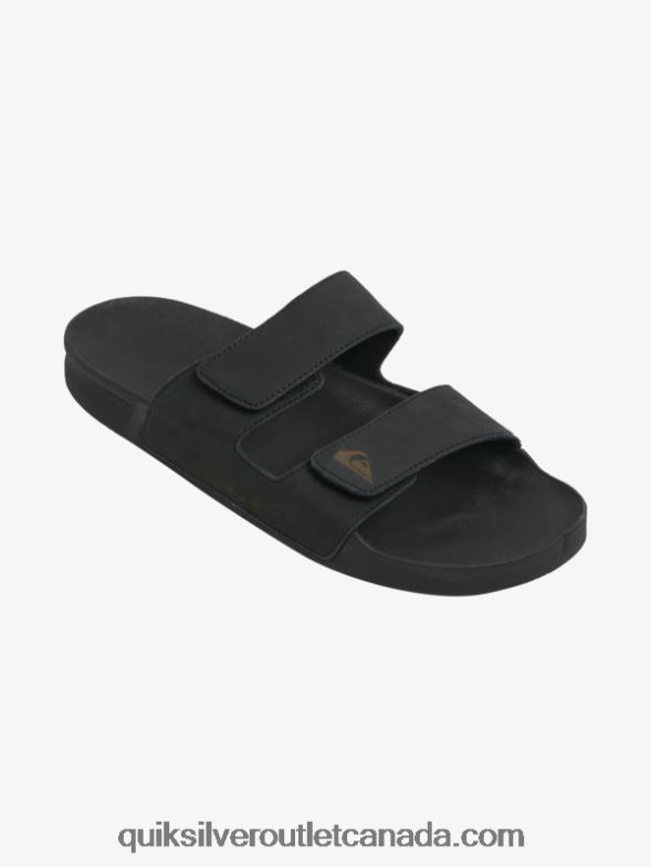 CA Quiksilver Men Rivi Leather Double Adjust Sandals black TX4R21286
