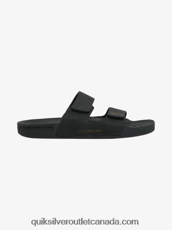 CA Quiksilver Men Rivi Leather Double Adjust Sandals black TX4R21286