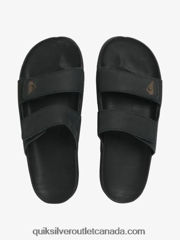 CA Quiksilver Men Rivi Leather Double Adjust Sandals black TX4R21286