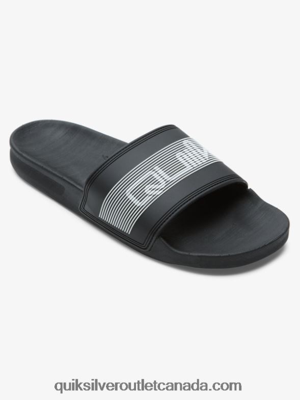 CA Quiksilver Men Rivi Wordmark Slide Slider Sandals black TX4R2683