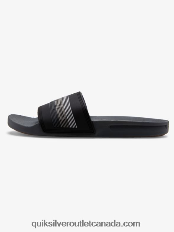 CA Quiksilver Men Rivi Wordmark Slide Slider Sandals black/grey TX4R2690