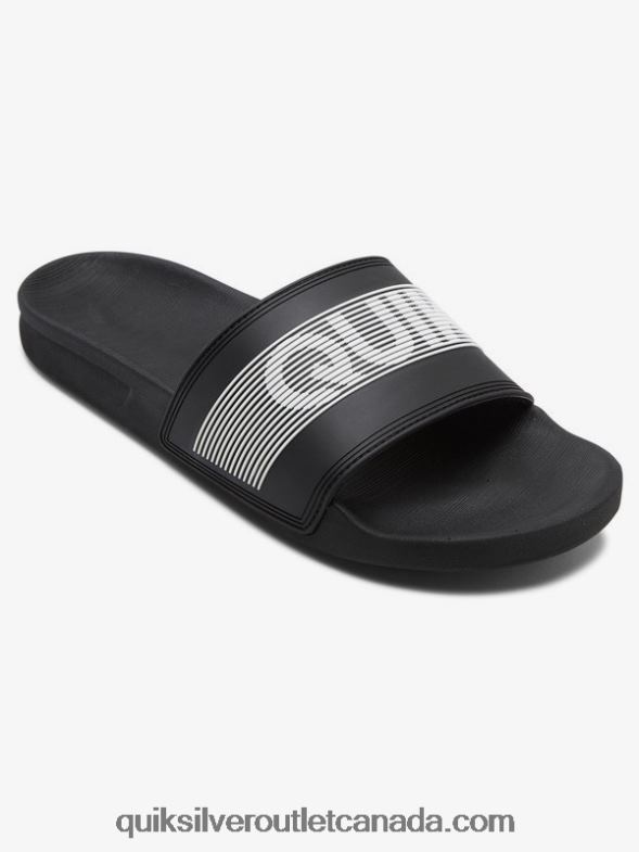 CA Quiksilver Men Rivi Wordmark Slide Slider Sandals black/white TX4R2689
