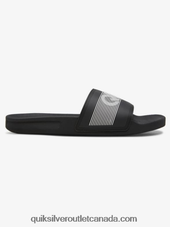 CA Quiksilver Men Rivi Wordmark Slide Slider Sandals black/white TX4R2689