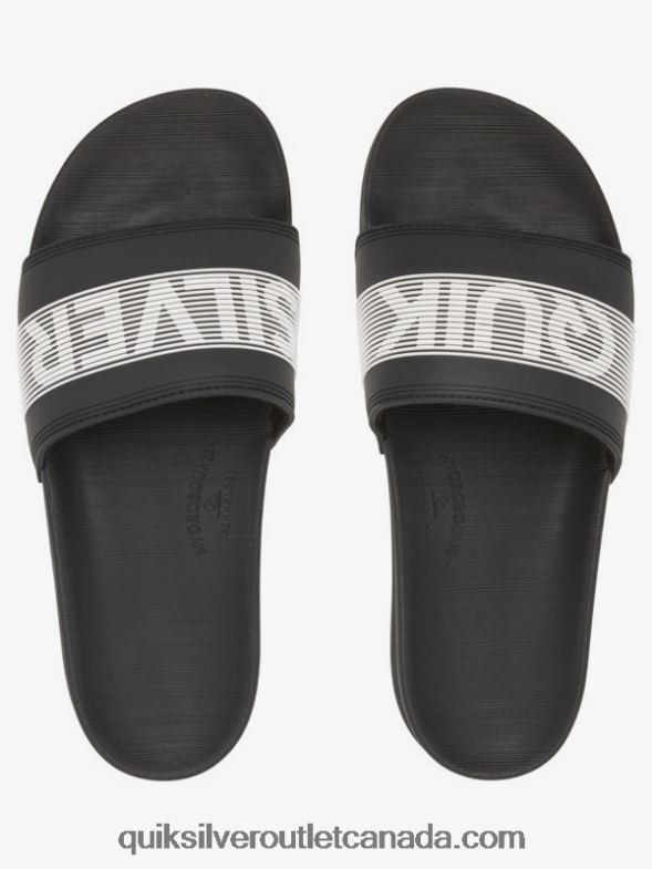 CA Quiksilver Men Rivi Wordmark Slide Slider Sandals black/white TX4R2689