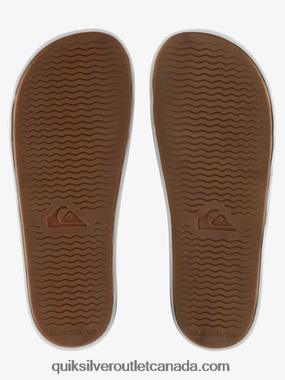CA Quiksilver Men Rivi Wordmark Slide Slider Sandals white/blue TX4R2686